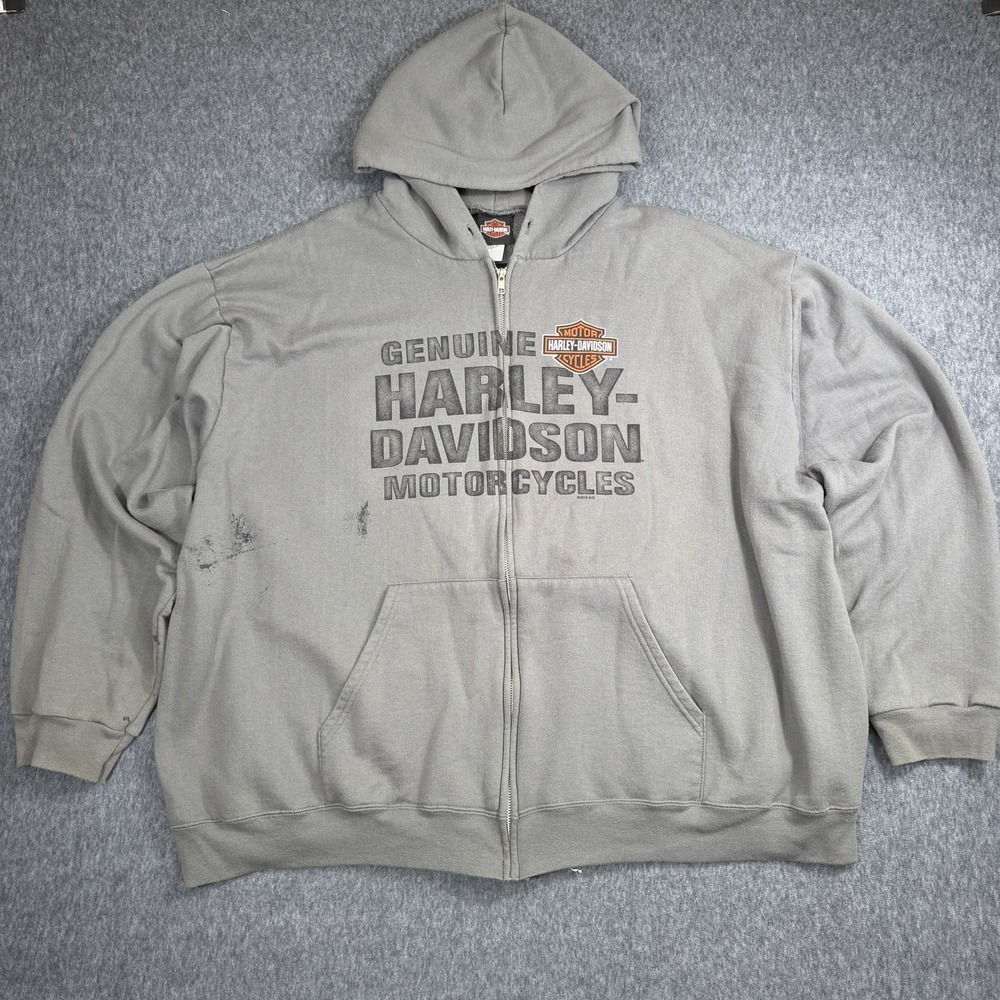 Harley Davidson Hoodie Mens 4XL Gray Biker Motorcycle Sonoma‎ Ca Full Zip Y2K